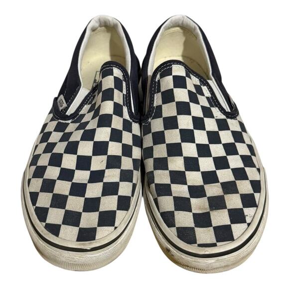 Vans Classic Slip-On Checkerboard Navy Black White Women's Size 9 Canvas Skate - Picture 3 of 7